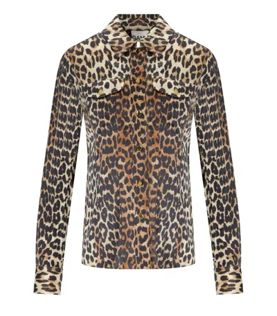GANNI GANNI ANIMAL PRINT SATIN SHIRT