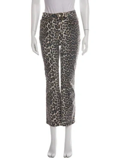 Pre-owned Ganni Animal Print Straight Leg Pants In Multi