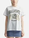 Ganni White Crewneck T-shirt With Maxi Logo On The Front