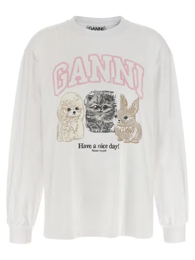 Ganni Animal Print' T-shirt In White