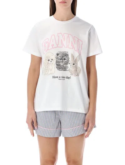 GANNI GANNI ANIMAL PRINT T-SHIRT