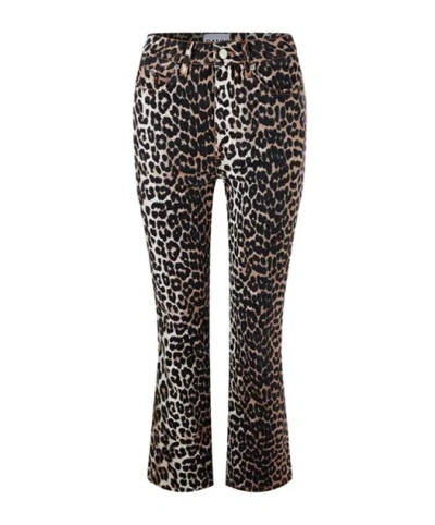 Ganni Animal Print Track Pants In Brown