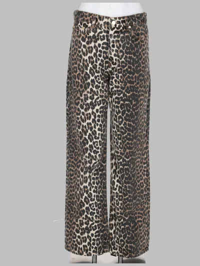 Ganni Leopard-print Wide-leg Jeans In Animal Print