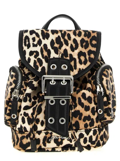 Ganni Animalier 'bucky' Backpack In Animal Print