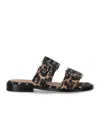 Ganni Leopard Print Two-strap Slides In Brown