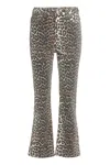 Ganni Womens Izey Leopard-print Mid-rise Straight-leg Organic-cotton Blend Stretch-denim Jeans