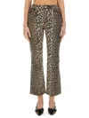 Ganni Leopard Print Cropped Jeans In Multi