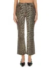 Ganni Womens Izey Leopard-print Mid-rise Straight-leg Organic-cotton Blend Stretch-denim Jeans In Brown