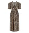 Ganni Belted Bow-embellished Leopard-print Cotton-poplin Midi Dress In Multi