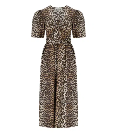 GANNI GANNI ANIMALIER MIDI DRESS