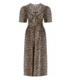 Ganni Belted Bow-embellished Leopard-print Cotton-poplin Midi Dress In Multi