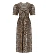 Ganni Leopard Print Cotton Midi Dress In Animal Print