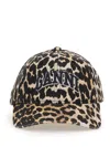 Ganni Logo-embroidered Leopard-print Canvas Cap