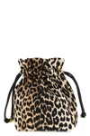 Ganni Bucket Pouch With Leopard Print In Animal Print
