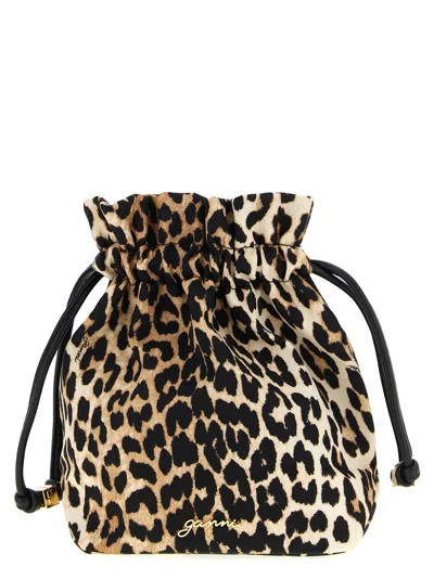 Ganni Animalier Pouch In Brown