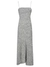 Ganni All-over Metallic Embellished Dress In Ochre