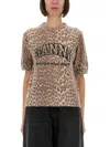 Ganni Leopard Print Short Sleeve Sweater In Animal Print
