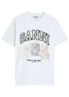 Ganni White Crewneck T-shirt With Maxi Logo On The Front