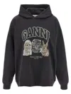 Ganni Hoodie With Logo Print In Black
