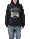 Ganni Hoodie With Print In Black