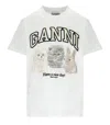 Ganni Women White Crewneck T-shirt With Maxi Logo On The Front In Cotton Woman In White