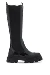 Ganni Knee-high Leather Chelsea Boots In Black (black)