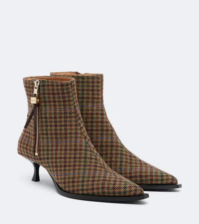 Ganni Anna Checked Ankle Boots In Multi