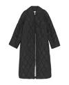 Ganni Quilted Recycled Ripstop Maxi Coat In Black