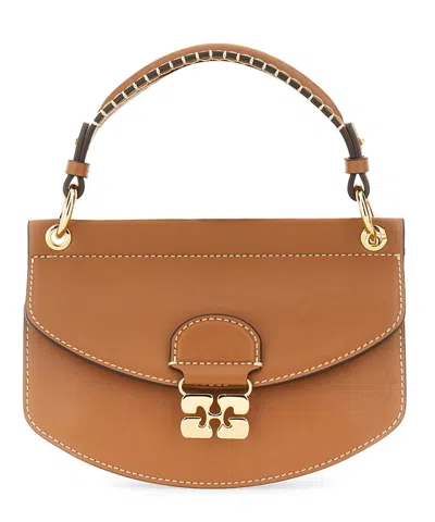 Ganni Apo-g Mini Handbag In Brown