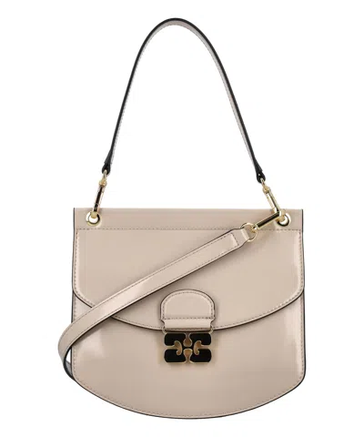 Ganni Apo-g Shoulder Bag In Beige