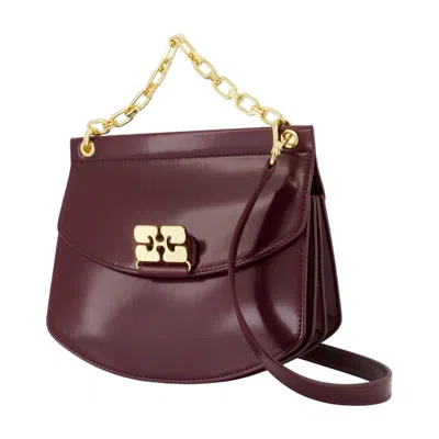 Ganni Apo G Small Wallet On Chain In Burgundy