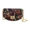 Ganni Apo Tapestry-print Chain Wallet In Brown