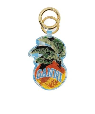 Ganni Apple Keyring In Gold