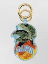 Ganni Apple Keyring Checkered Pattern Embroidered Design