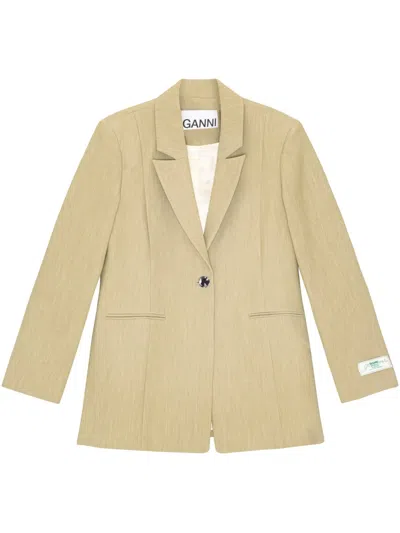 Ganni Appliqué Blazer In Neutrals