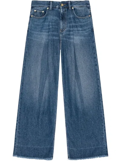 Ganni Weite Jeans Mit Applikation In Blau