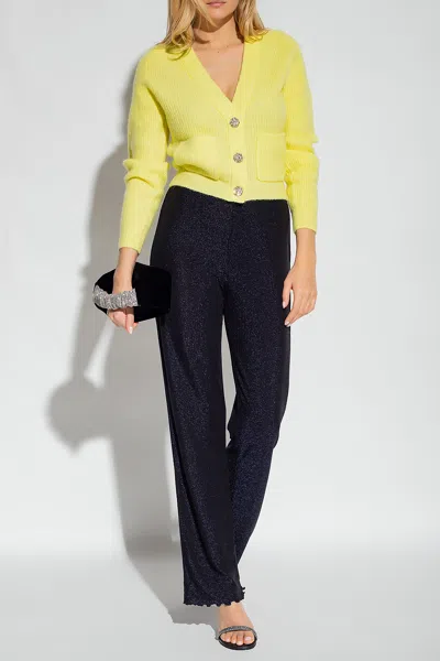Ganni Appliquéd Cardigan In Yellow