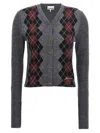 Ganni Argyle Cardigan Sweaters And Cardigans Gray In Gray