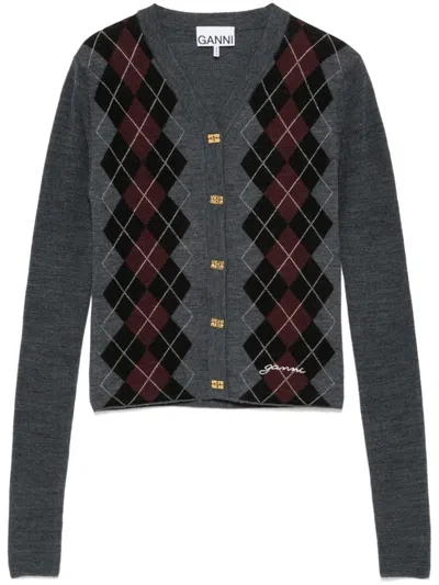 GANNI ARGYLE-KNIT CARDIGAN