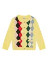 Ganni Knitwear Cardigan With Argyle Pattern And Pockets In Yellow