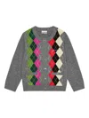 Ganni Womens Paloma Melange Rhombus-print Round-neck Wool And Cashmere Cardigan
