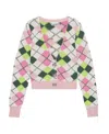 Ganni Graphic Cotton V-neck Cardigan In Multicolor