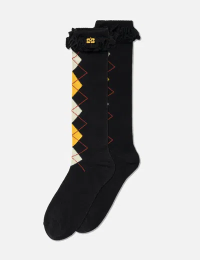 Ganni Argyle Socks In Black