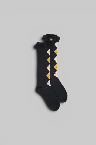 Ganni Argyle Socks In Black
