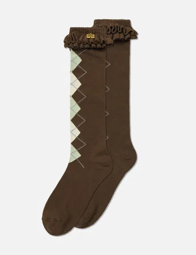Ganni Argyle Socks In Brown