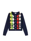Ganni ネイビー アーガイルプリント カーディガン In Multi