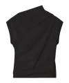Ganni Asymmetric Draped Sleeveless Top With Open Back In Black