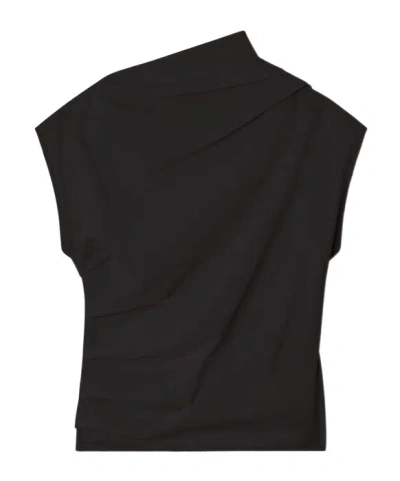 GANNI GANNI ASYMMETRIC NECK RUCHED TOP