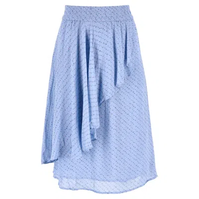 Pre-owned Ganni Asymmetric Ruffled Skirt In Blue