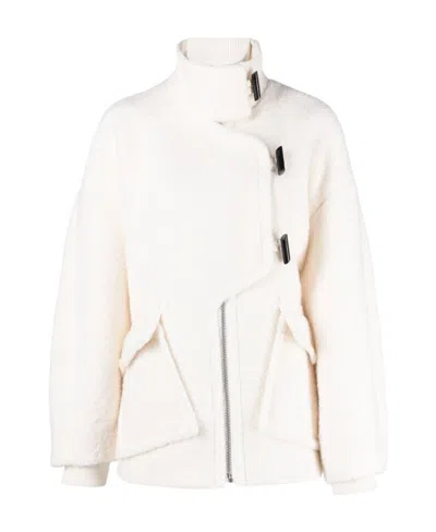 Ganni Bouclã© Wool Blend Over Jacket In White